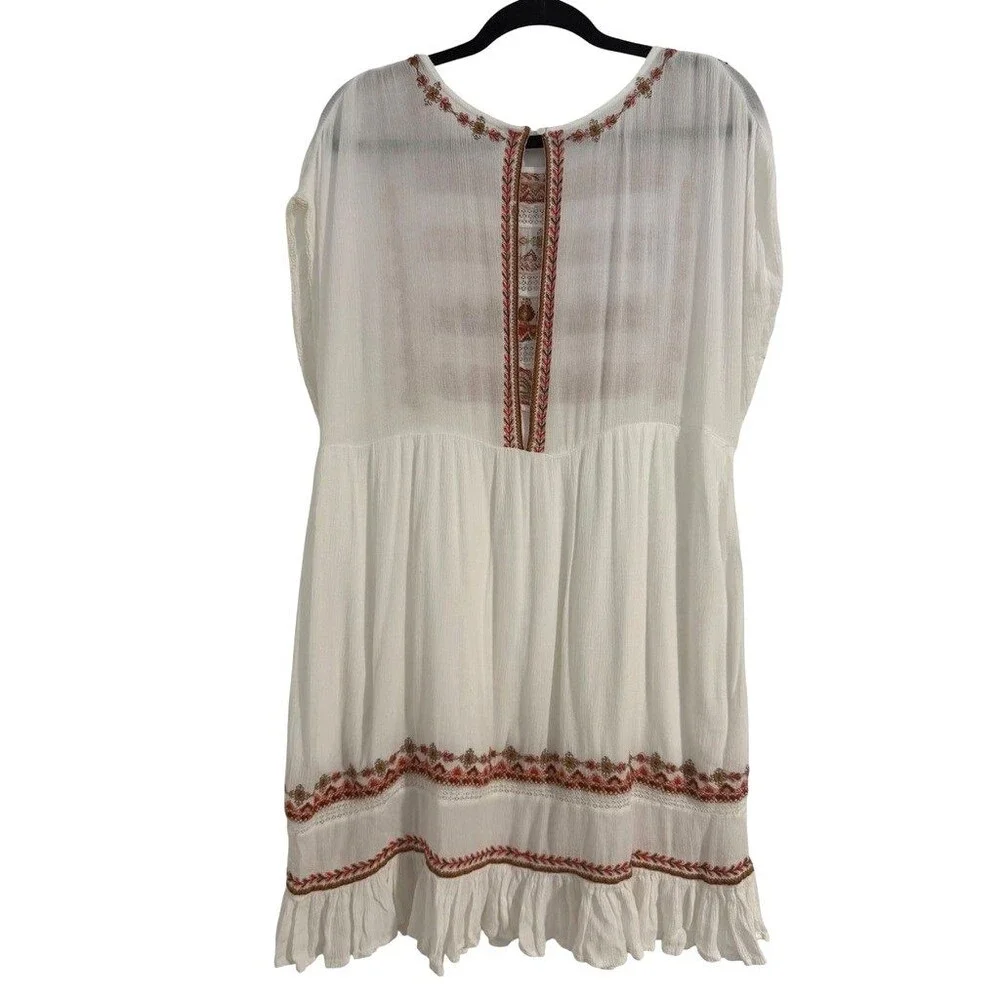 Free People Womens LARGE Mini Dress Sunrise Wanderer Boho Tribal Pattern Pockets